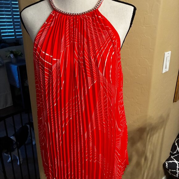 NWT Elie Tahari Chain Neck Pleated Halter Top - Sz Laege - Picture 3 of 10
